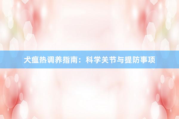 犬瘟热调养指南:科学关节与提防事项