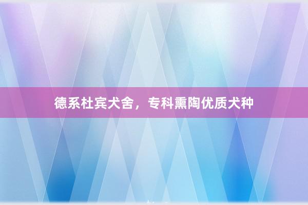 德系杜宾犬舍，专科熏陶优质犬种